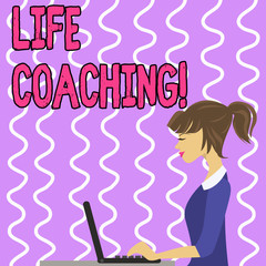 Conceptual hand writing showing Life Coaching. Concept meaning demonstrating employed to help showing attain their goals in career Strip Size Lined Paper Sheet Hanging Using Blue Clothespin