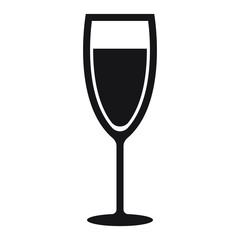 Champagne glass simple icon. Vector illustration isolated on white background. 