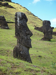 Moai, Stone Head Sculpture in Rapa Nui, Easter Island, Chile.