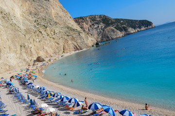 Fototapeta na wymiar amazing turquoise sea and beautiful beaches of Lefkada island. Greece