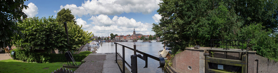 Fototapeta na wymiar City of Blokzijl Overijssel Netherlands panorama harbour