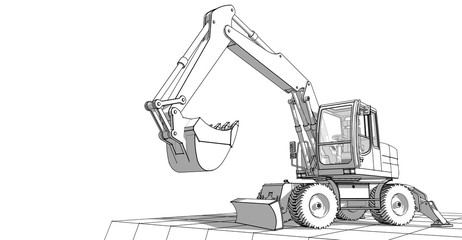 excavator 3d illustration © Svjatoslav