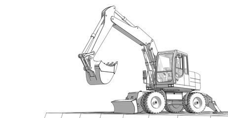 excavator 3d illustration © Svjatoslav