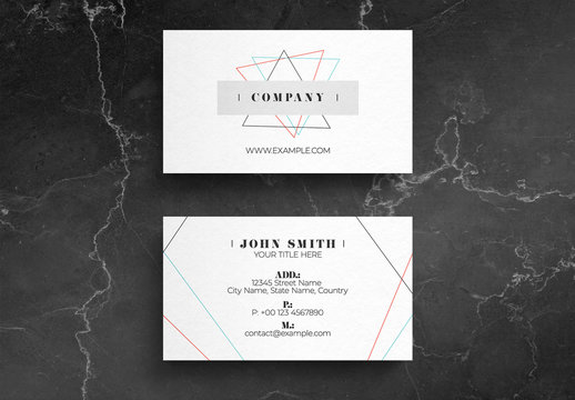 White Business Card Layout with Colorful Thin Line Design