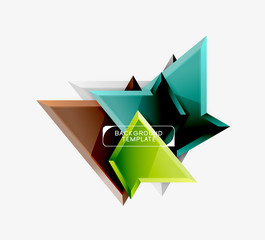 Bright colorful triangular poly 3d composition,abstract geometric background, minimal design, polygonal futuristic poster