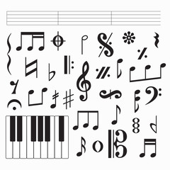 Music symbols on white