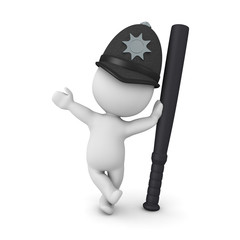 3D Cop leaning on police baton