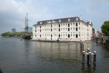 Fototapeta na wymiar City of Amsterdam Netherlands Maritme Museum panorama