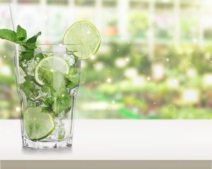 Fresh Mojito cocktail  on  background.