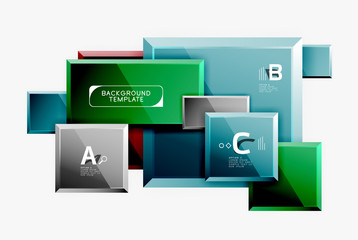 Geometrical design squares abstract banner, glossy shiny effects