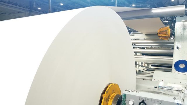 Large craft paper in printing house. Close up.