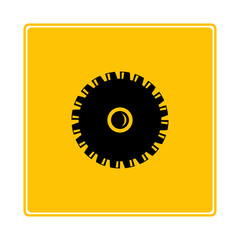 gear on yellow signage