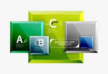 Geometrical design squares abstract banner, glossy shiny effects