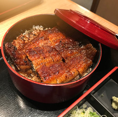 Hitsumabushi, a chopped grilled eel on rice, a famous dish in Nagoya, Japan