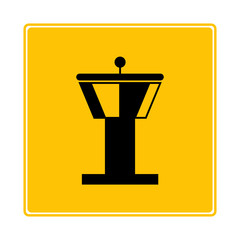 airport control tower  on yellow signage