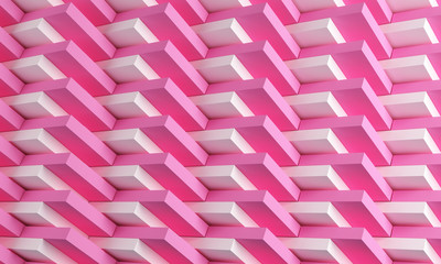 White and pink geometric shapes pattern. Ornament elements wallpaper. Abstract decorative background. 3d rendering.