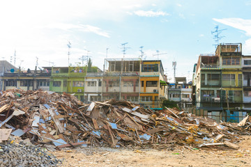 Demolition of buildings destroyed