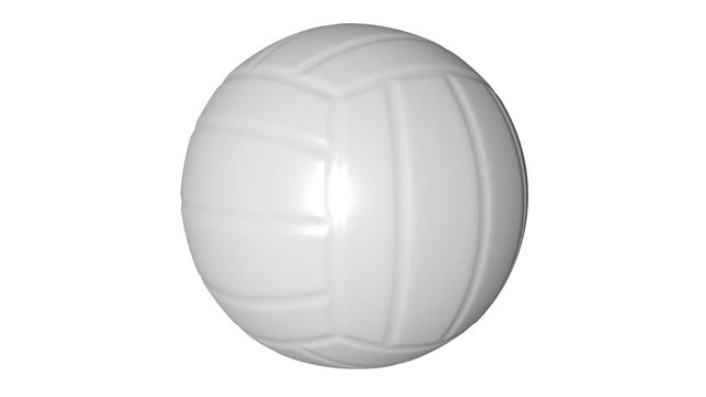 Spinning Volleyball Ball on white background. 3d animation