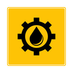 oil drop and gear on yellow background