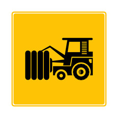 roll compactor icon in yellow background