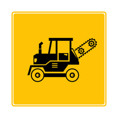 agricultural tractor icon in yellow background