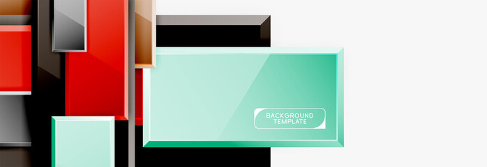 Fototapeta premium Geometrical design squares abstract banner, glossy shiny effects