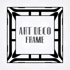 Vector geometric frame in modern art deco style. Rectangle vector abstract element for design of badge, logo, label, invitation and packaging of luxury products. Vintage luxury background