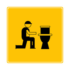 plumbing service icon in yellow background