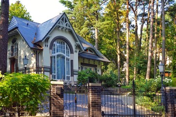 Russia, Svetlogorsk, 10 August 2017. Rauschen. modern historic house in Art Nouveau style.