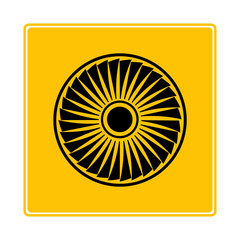 jet turbine, wind blade icon in yellow background