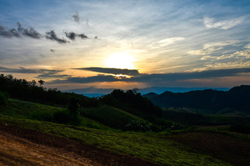 Fototapeta premium Mountain tree sky in Thailand 