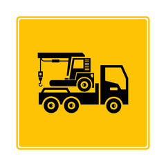 car carrier truck icon in yellow background