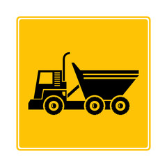 dump truck icon in yellow background