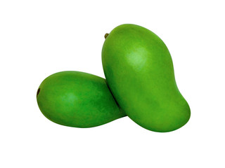Fresh green mango fruit isolated on white background