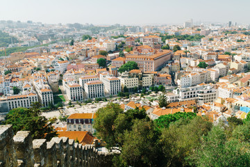 Fototapeta na wymiar Aerial View Of Lisbon City Rooftops In Portugal