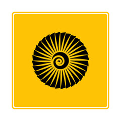 jet turbine, wind blade icon in yellow background
