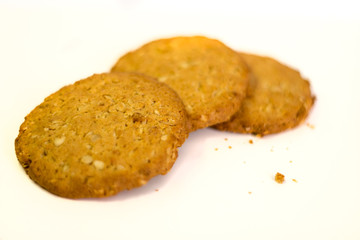 oatmeal cookies on white background