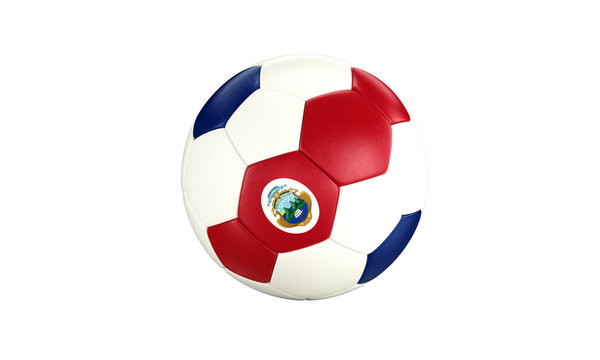 Football 3d concept. Ball with national flag of Costa Rica. Isolated on the white background.
