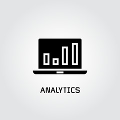 bar chart analytics in laptop icon