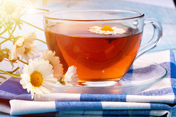 cup of tea with chamomile flowers