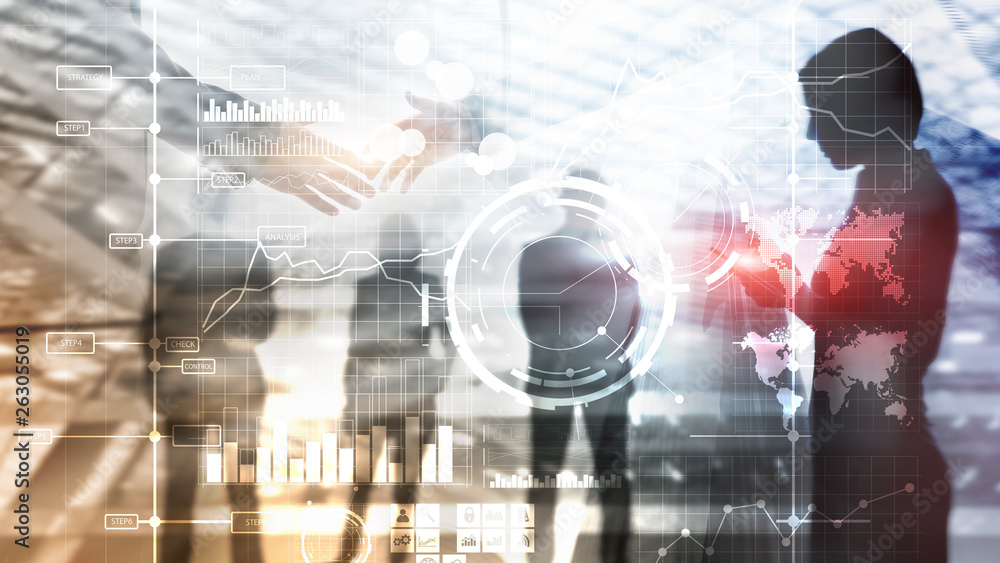 Aufkleber business intelligence bi key performance indicator kpi analysis dashboard transparent blurred backgr