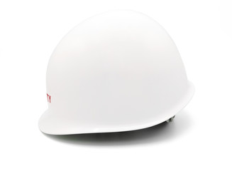 Fototapeta premium White hard safety helmet hat for protect of workman as engineer or worker isolated on white background