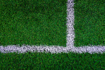 Artificial turf soccer field with marker line.