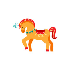 Circus horse vector illustration isolated on white background. Flat style design element.