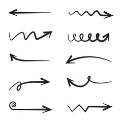 hand drawn arrows collection on white background