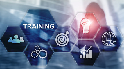 Business training concept. Training Webinar E-learning. Financial technology and communication...