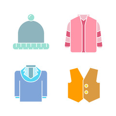 cloth and fashion accessories icons set