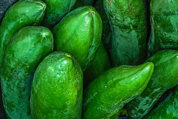 Close up fresh Green papaya is delicious in the market