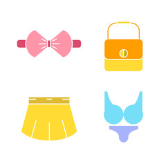 cloth and fashion accessories icons set