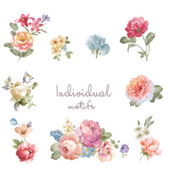Colorful flower on white background,It's perfect for greeting cards,wedding invitation, wedding design,birthday and mothers day cards,Watercolor botanical illustration isolated on white background